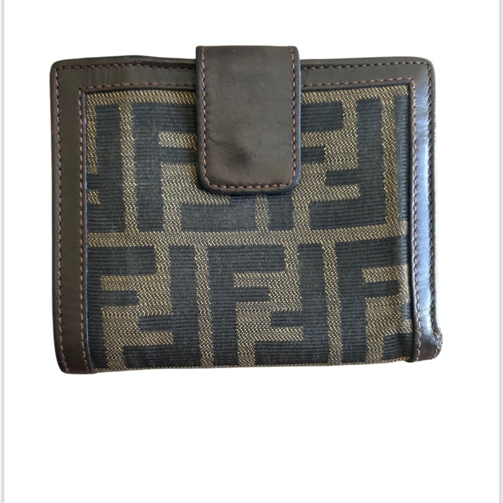 Fendi FF Zucca Canvas Wallet in Dark Brown and Beige